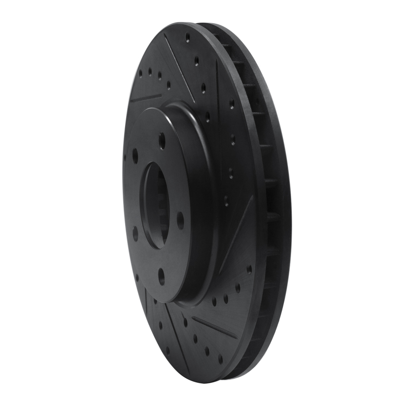 Jaguar Vanden Plas Brake Rotor (1) - Front Right - R1 Concepts - Drilled & Slotted - Black - `97-`03